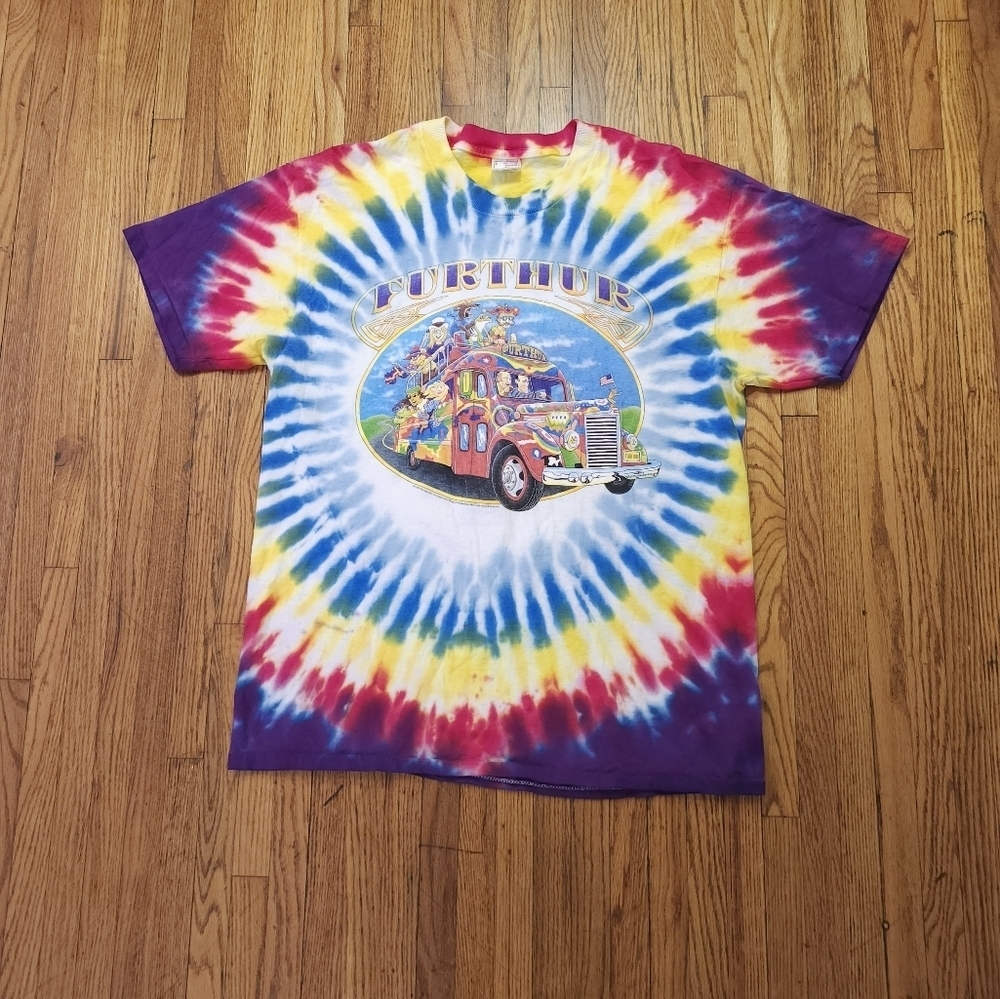 Ken Kesey FURTHUR Bus Merry Pranksters T-Shirt 1996 Mens Size L Tie Dye RARE